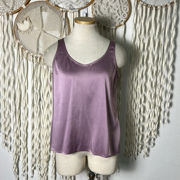 Eileen Fisher Petites Mauve Silk Spandex Tank Size P/M - Picture 1 of 7
